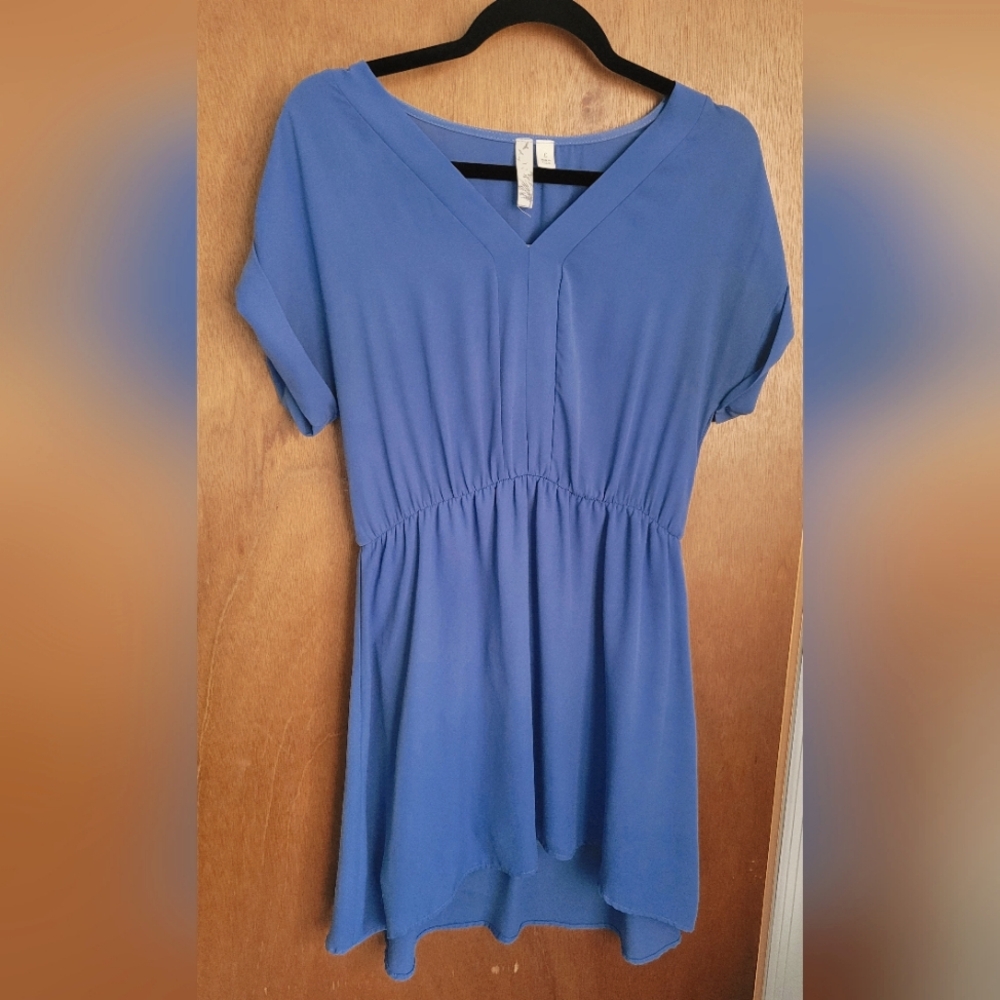 Dust Blue Summer Dress High Low